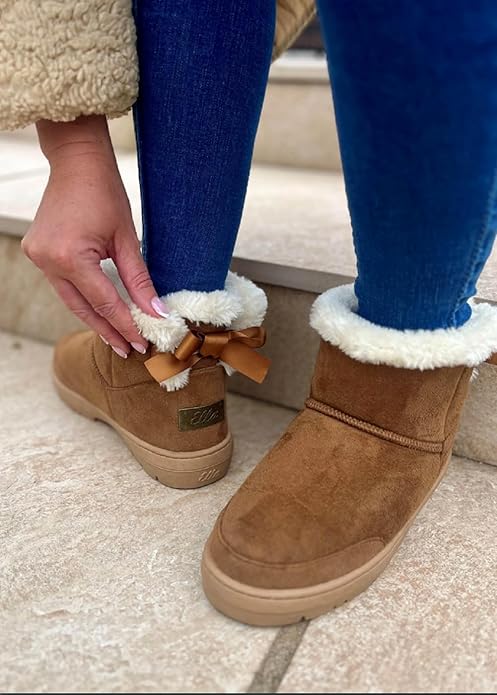 Winter Ankle Boots Bow Ribbon